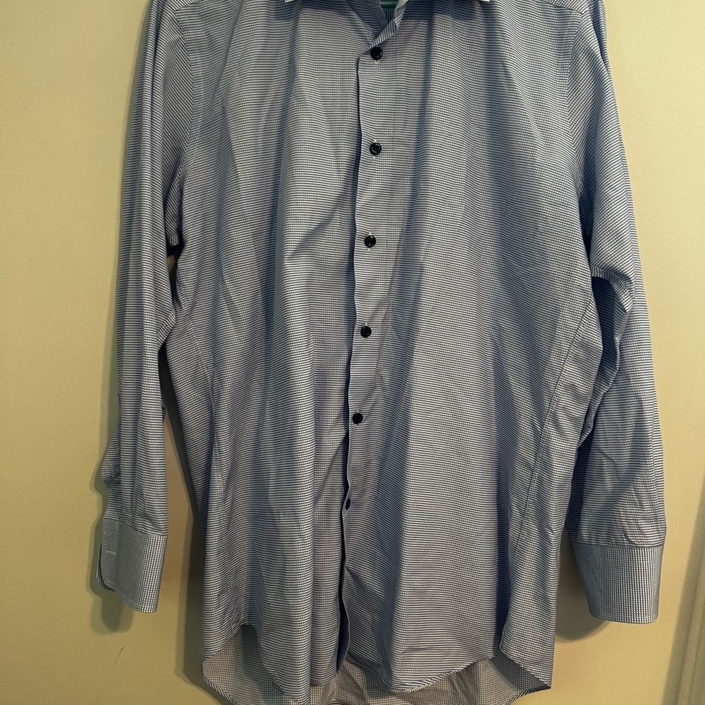 David Donahue Blue Dress Shirt Trim Fit